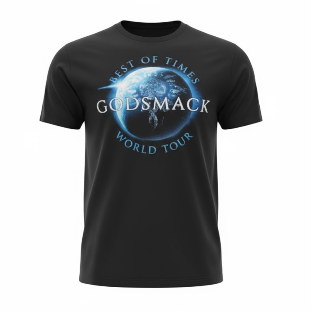 🔥 GODSMACK Tour Tee 🔵 2014 Best of Times World Tour Sz L Band Graphic